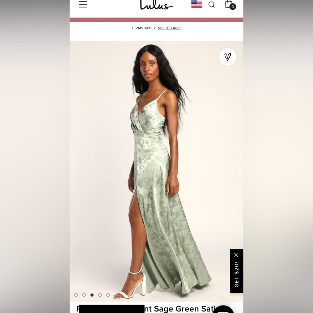 Lulu’s Radiant Refinement Sage Green Satin Jacquard Maxi Dress Size S